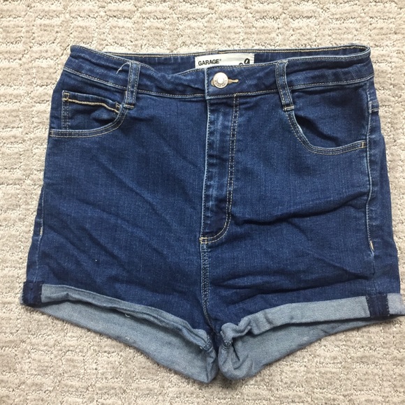 Garage High Waisted Denim Shorts - Picture 1 of 4